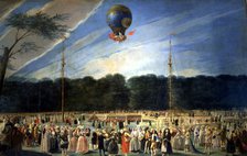 Ascent of a Montgolfier Balloon in Madrid, oil on canvas by Antonio Carnicero.