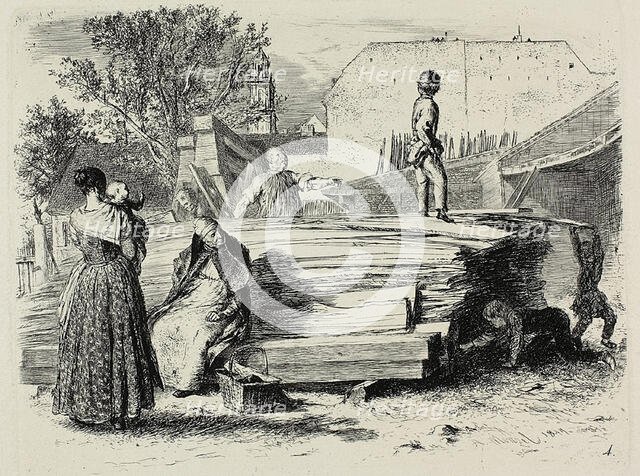 Plate four, from Radierversuche, 1844. Creator: Adolph Menzel.