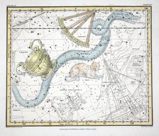 The Constellations (Plate XXVI) Hydra, Sextan's Uraniae, Le Chat, La Machine Pneumatique, 1822.