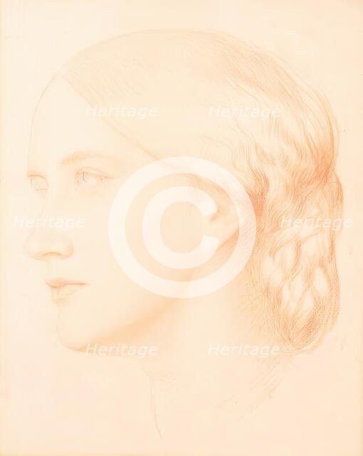 Head of a Young Woman with Braided Hair, c1858. Creator: George Frederick Watts.