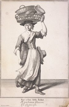 'Buy a fine Table Basket', Cries of London, (1688?). Artist: Anon
