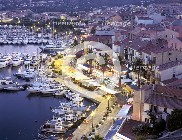 Old port from the Citadel, Calvi, Corsica, France.