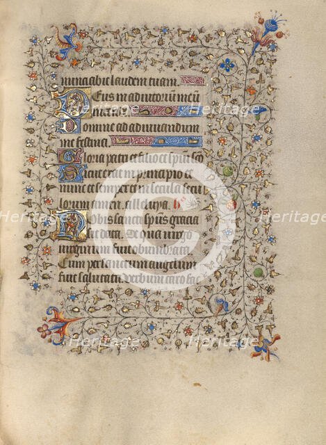 Decorated Text Page; Book of Hours, about 1420. Creator: Unknown.