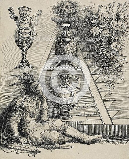 A North American Indian (Study for historiated A in "Les chefs-d'oeuvre d'art à l'Expositi..., 1878. Creator: Rodolphe Bresdin.