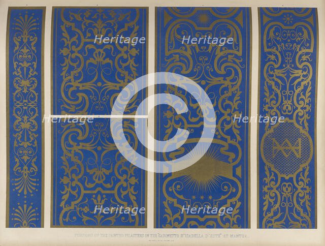 Portion of the painted pilasters in the 'Gabinetto d'Isabella d'Este' at Mantua, 1850.  Creator: Ludwig Gruner.