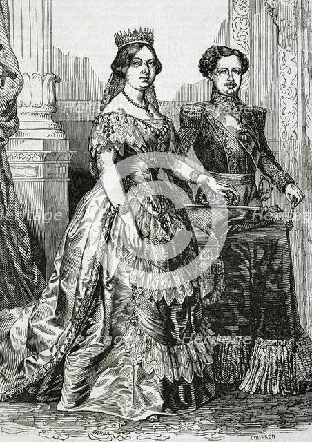 Queen Isabella II of Spain, (1830-1904) and her husband Francisco de Asís, Duke of Cádiz..., 1853. Creators: Eusebio Zarza, Coderch.