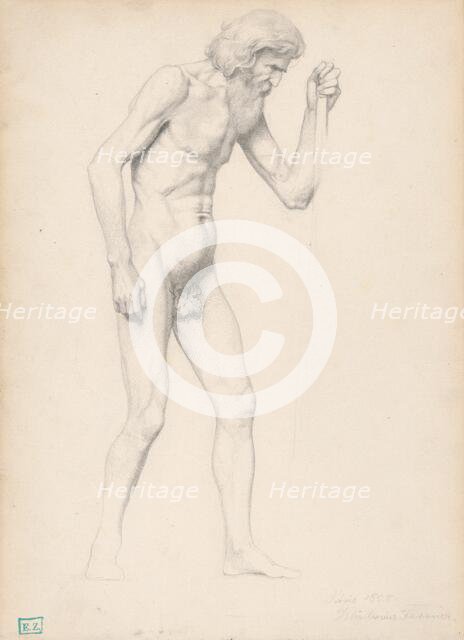 Study of an old man's nude, 1885-1890. Creator: Frantisek Klimkovic.