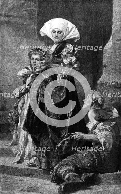 Charity - from the picture by M. Benczur, 1881. Creator: C. D..