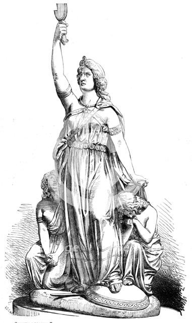 "Queen Boadicea" - J. Thomas, sculptor - from the Exhibition of the Royal Academy, 1856.  Creator: J. R. C..