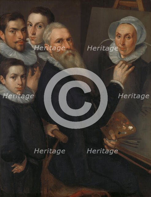 Self-Portrait of the painter with his family, 1594. Creator: Delff, Jakob Willemsz., the Elder (1550-1601).