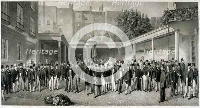 Tattersall's Horse Sale Yard at Hyde Park Corner, London, pre 1865 (1870). Artist: Charles Mottram