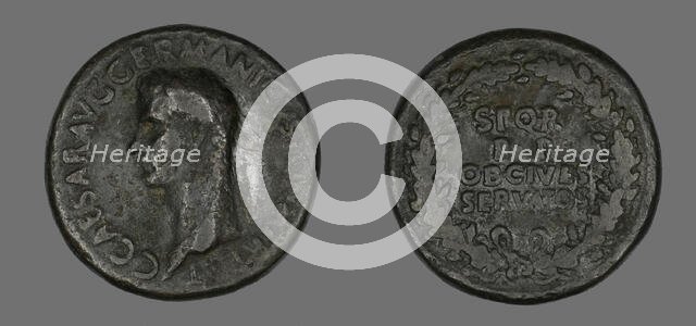 Sestertius (Coin) Portraying Germanicus, 37-38. Creator: Unknown.