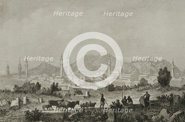 Panoramic view of the city, Angora (currently Ankara), Turkey, 1838.  Creator: Auguste-Francois Ales.