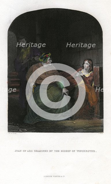 Joan of Arc examined by the Bishop of Winchester, 1431. Artist: Unknown