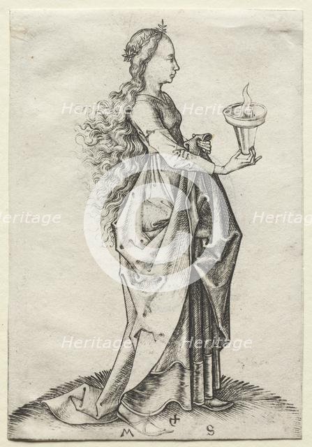 The Fifth Wise Virgin. Creator: Martin Schongauer (German, c.1450-1491).