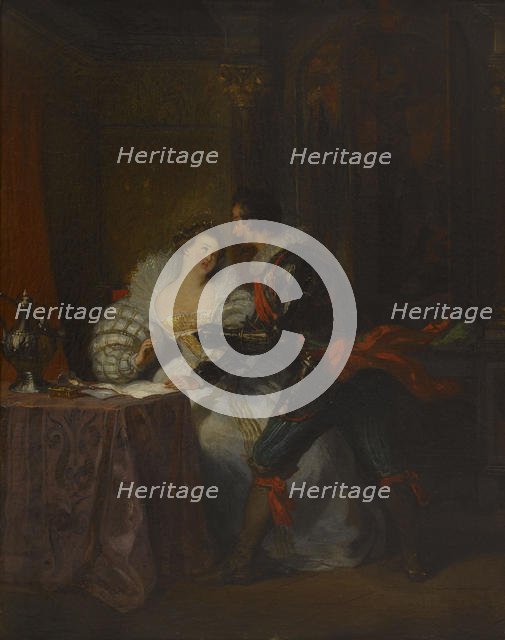 Le Duc et la Duchesse de Guisse. After "Henry III and His Courts" by Alexandre Dumas, 1829. Creator: Devéria, Achille (1800-1857).