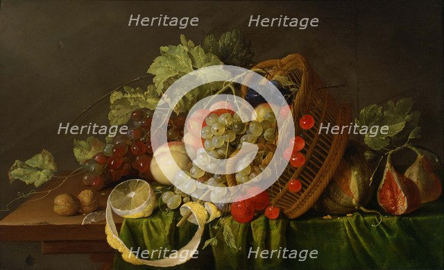 Still Life with a Basket of Fruit, ca 1654. Artist: Heem, Cornelis, de (1631-1695)