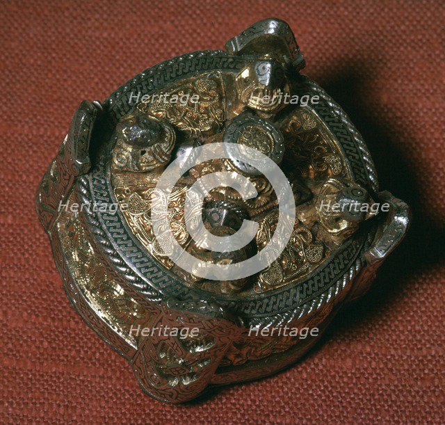 Silver-gilt Viking fibula. Artist: Unknown