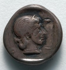 Half Drachm: Female Head (Artemis ?) (reverse), 550-421 BC. Creator: Unknown.