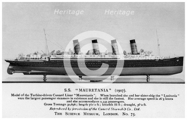 The RMS 'Mauretania', 20th century. Artist: Unknown