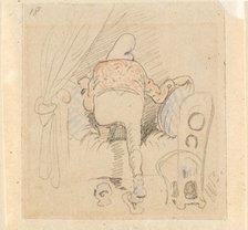 The disturbed but happily regained night's rest, (The Flea); 18, 1862. Creator: Wilhelm Busch.