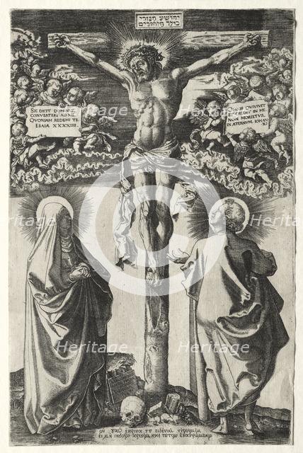 Christ on the cross between the virgin and St. John, 1542. Creator: Hans Brosamer (German, c. 1500-1554).