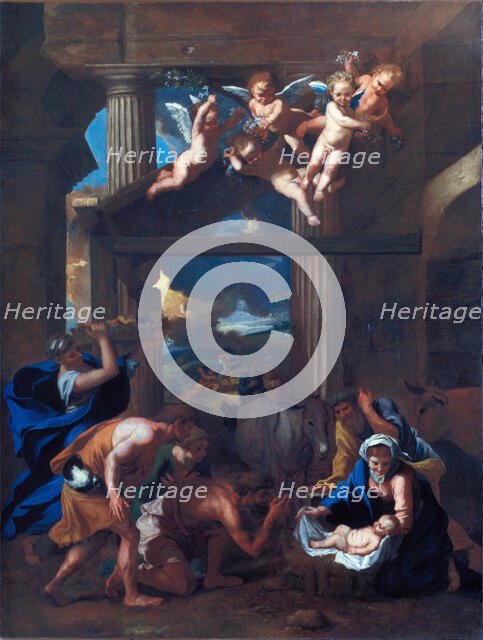 Adoration of the Shepherds, 17th century. Creator: School of Nicolas Poussin.