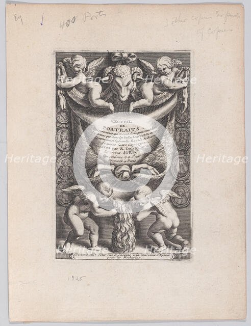 Frontispiece from "Collection of Portraits", 1714-41. Creator: Etienne Desrochers.