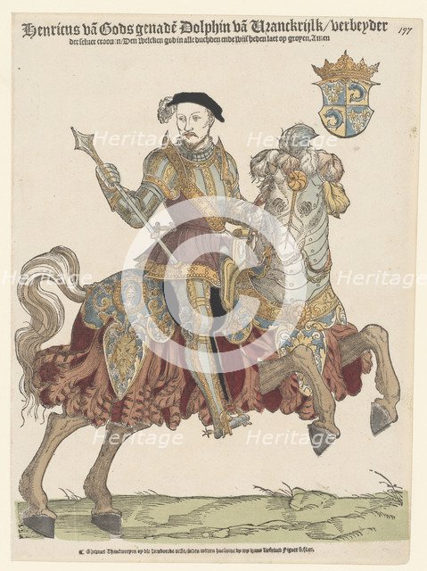 Portrait of King Henry II of France on horseback, 1542-1543. Artist: Anthonisz., Cornelis (1499-1553)