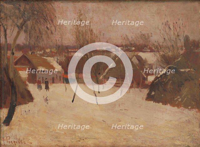 Village in Winter, 1920-1930. Creator: Karol Pongrácz.