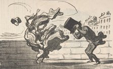 Un coup de vent non prédit par Mathieu (de la Drôme), 1864. Creator: Honore Daumier.