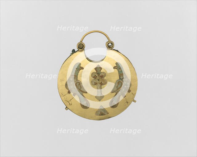 One of a Pair of Temple Pendants, with Two Birds Flanking..., Kievan Rus', 11th-12th century. Creator: Unknown.