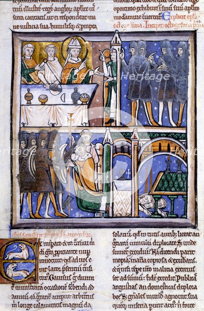 The dispute of Thomas a Becket and Henry II, 1170 (c1180). Artist: Anon