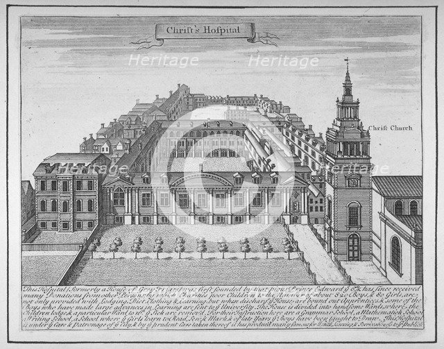 Christ's Hospital, City of London, 1700. Artist: Anon