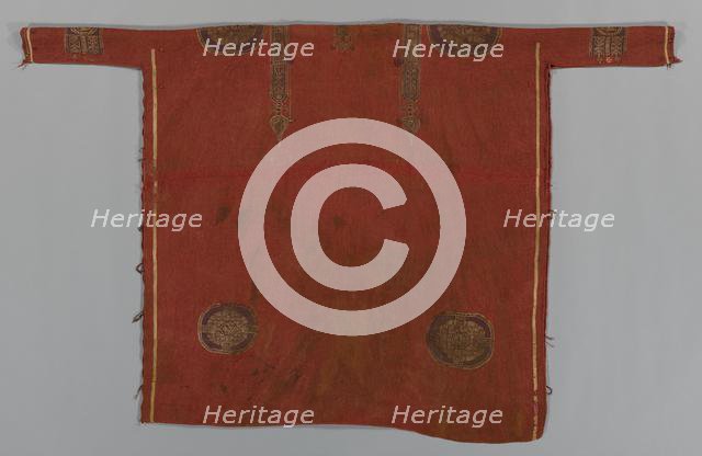 Luxurious Woolen Tunic with Decorated Bands and Roundels, 600s-700s. Creator: Unknown.