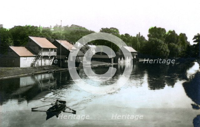 River and boathouse, Burton-upon-Trent, 1926.Artist: Cavenders Ltd