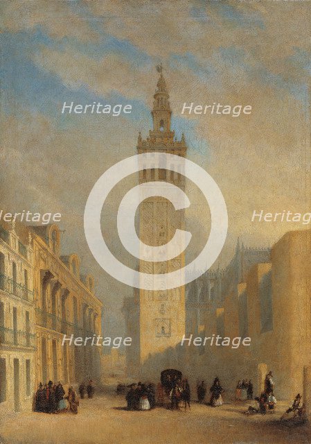 The Giralda seen from Calle Placentines. Artist: Domínguez Bécquer, José (1805-1841)