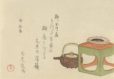 Still Life of Wine Kettle and Cup on Stand, 1795, year of the rabbit. Creator: Kubo Shunman.