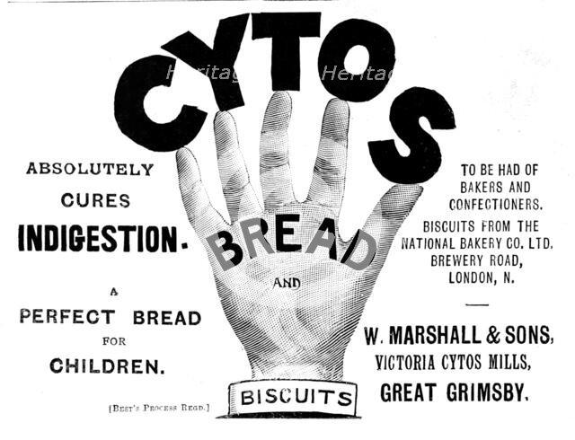 Advertisement for Cytos Bread and Biscuits, 1895. Creator: Unknown.