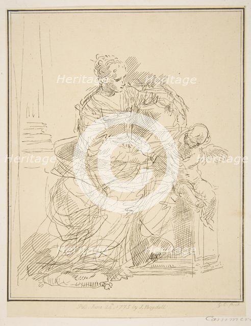 Seated woman with a putto, 1775. Creator: Unknown.