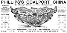 Advertisement for Phillips’s Coalport China, 1890. Creator: Unknown.