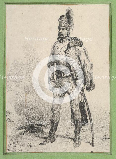 Standing soldier with his jacket on one shoulder, mid-19th century. Creator: Victor Adam.