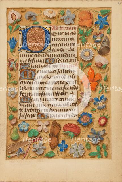 Decorated Initial D; Crohin-La Fontaine Hours, (about 1480-1485?). Creator: Unknown.