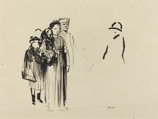 Woman and Two Children with German Soldiers, c. 1914/1919. Creator: Jean Louis Forain.