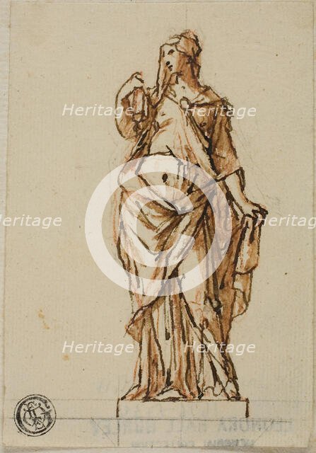 Project for a Statue: Woman Holding Book with Right Hand, n.d. Creators: John Michael Rysbrack, Sir James Thornhill.