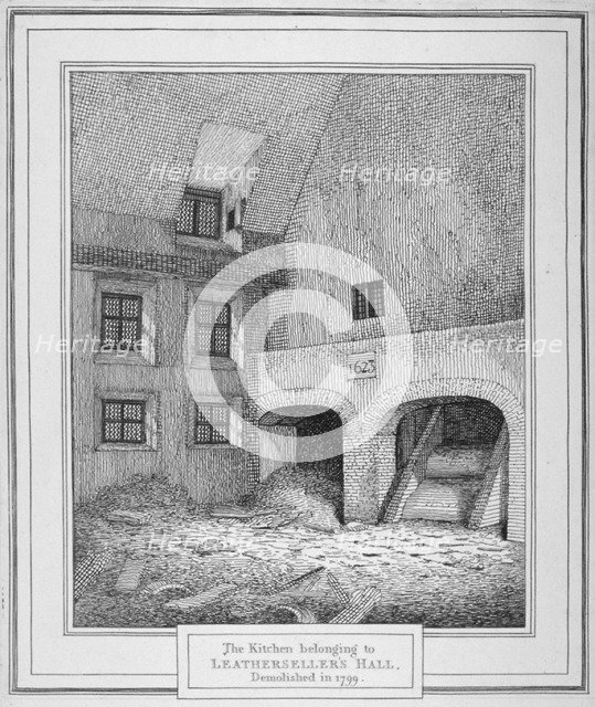 Interior view of a kitchen, Leathersellers' Hall, Little St Helen's, City of London, 1800. Artist: John Thomas Smith