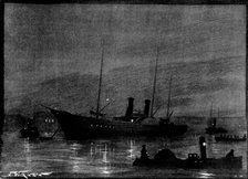 The Queen's Journey to Cimiez: ...the Royal Yacht in Portsmouth Harbour at night, 1898.  Creator: Unknown.