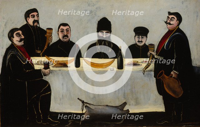 Six Princes (Feast), 1905-1907. Artist: Pirosmani, Niko (1862-1918)