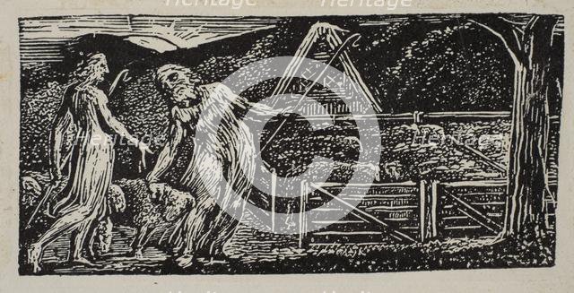 Thenot and Colinet Lead Their Flocks Together, from Thornton's Pastorals of Virgil, 1821. Creator: William Blake.