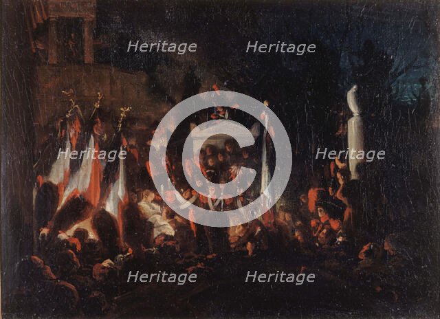 Last honours paid to Benjamin Constant, at Père-Lachaise cemetery, December 12, 1830.  Creator: Unknown.